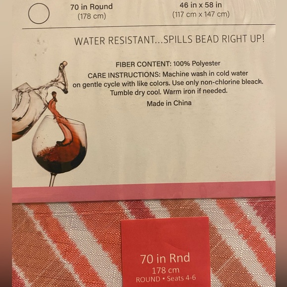 Spill proof tablecloth, striped tablecloth,pink tablecloth, 70” round tablecloth - Picture 8 of 11